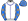 White Navy Seams Multi Blue & Grey Checked Sleeves & Cap