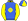 Royal Blue Yellow Four Pointed Star Collar & Sleeves Quartered Cap Royal Blue Pom Pom