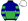 Dark Blue Green Halves Hooped Sleeves White Cap