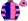 Hot Pink Navy Blue Vertical Halves Hooped Sleeves Hot Pink Cap With Navy Blue Star