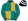 Teal & Gold Triangular Quarters Teal & Black Seams Sleeves Black & White Hooped Cap